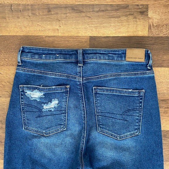 America Eagle Stretch Mom Jeans - Dark Wash Blue - Size 8 Long - Picture 4 of 6